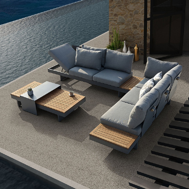 6-Person Modular Outdoor Patio Set with Teak & Aluminum